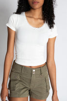 Pointelle Lace Bow Tee