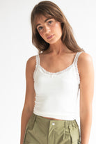 Seamless Lace Trim Bow Tank Top