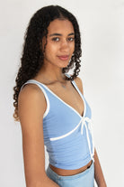 Tie Front Scallop Trim Tank Top