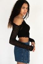 Long Sleeve Asymmetrical Lace Top