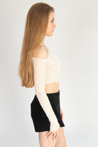 Long Sleeve Asymmetrical Lace Top