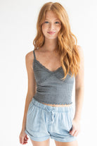 Lace Trim Ribbed Seamless Cami