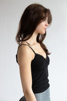 Lace Trim Bow Mesh Tank Top