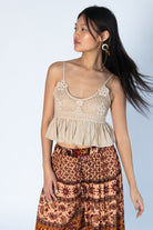 Floral Crochet and Gauze Cami