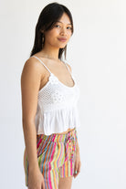Floral Crochet and Gauze Cami