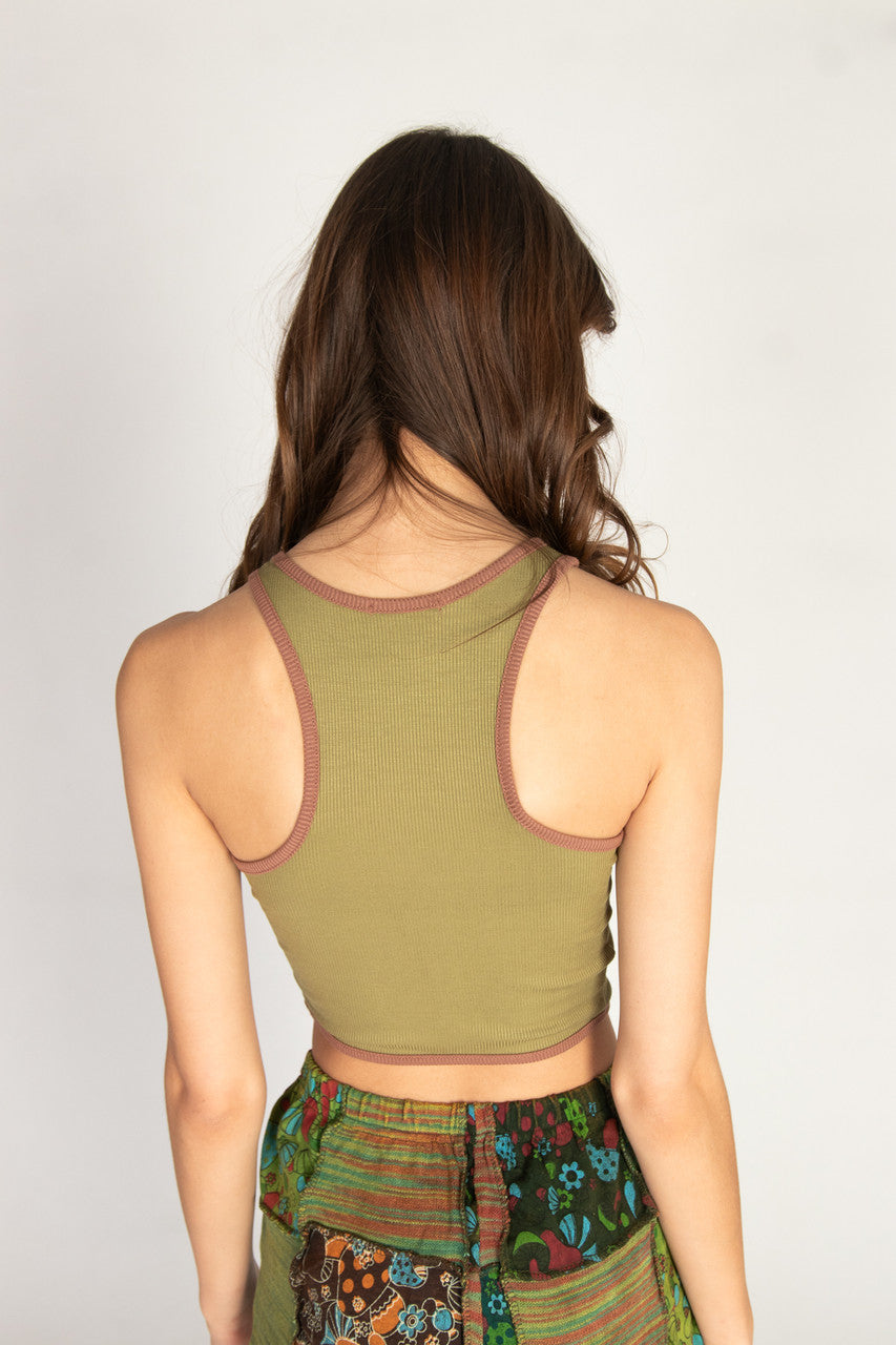 Contrast Earth Tones Crop Tank