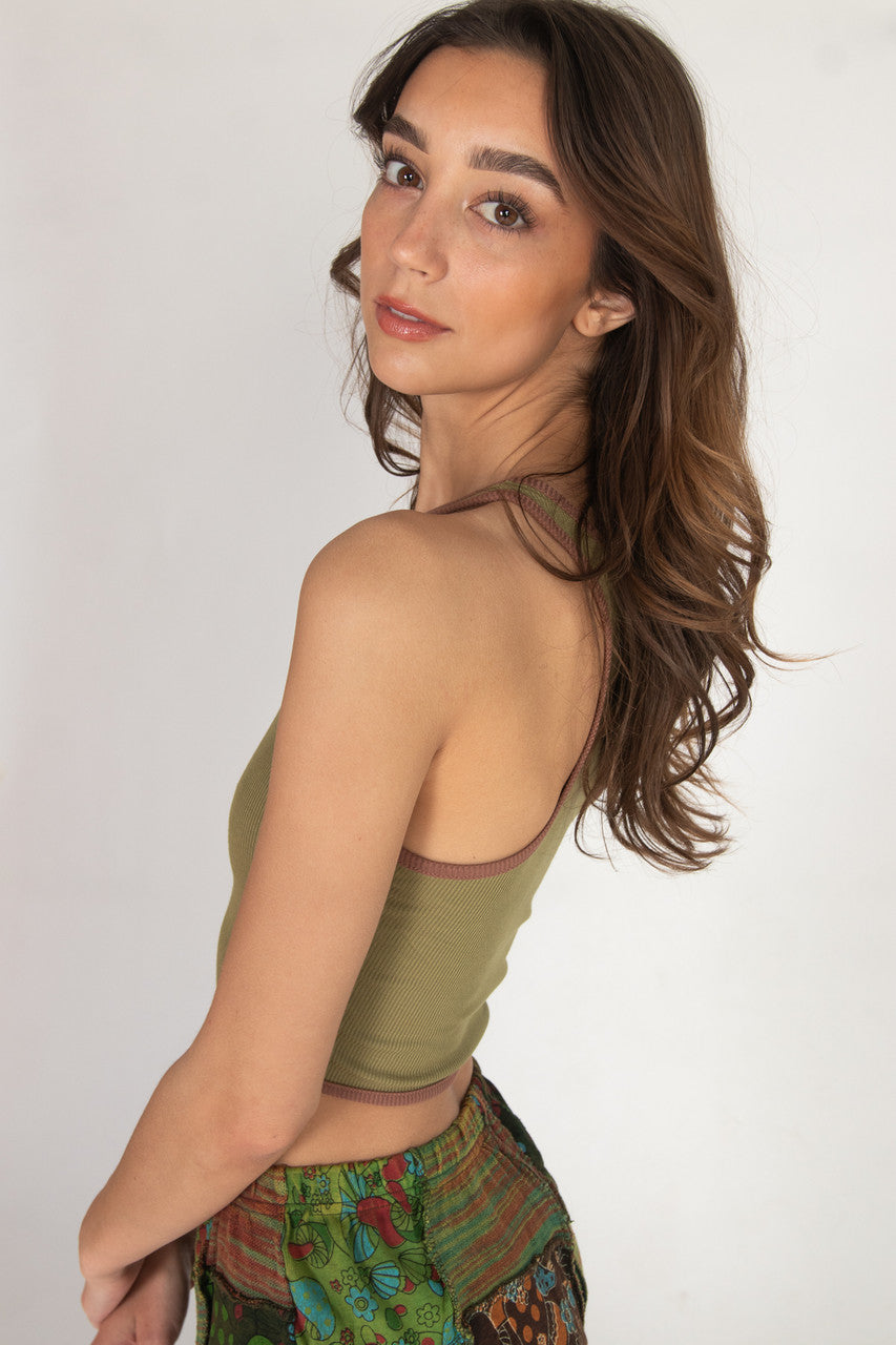 Contrast Earth Tones Crop Tank