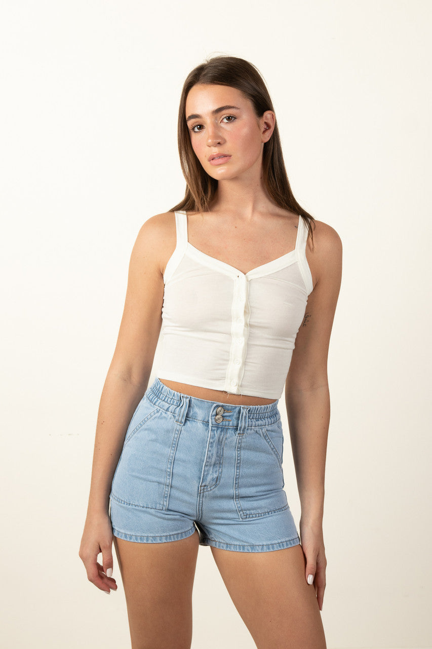 Light Wash Utility Shorts