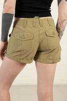 Olive Green Cotton Utility Shorts
