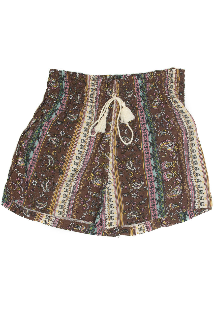 Brown Paisley Floral Short