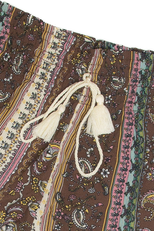 Brown Paisley Floral Short