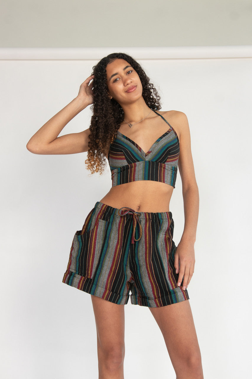 Striped Drawstring Shorts