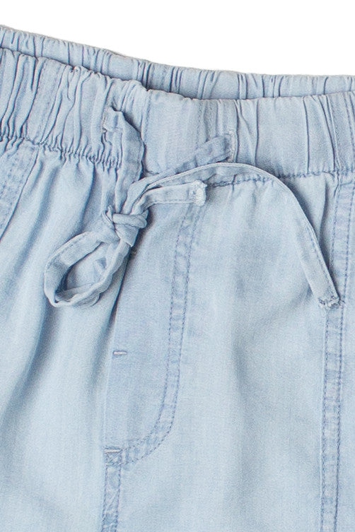 Cuffed Hem Drawstring Tencel Shorts