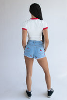 Embroidered Cherry Cut Offs