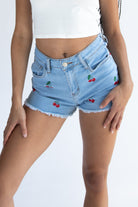 Embroidered Cherry Cut Offs