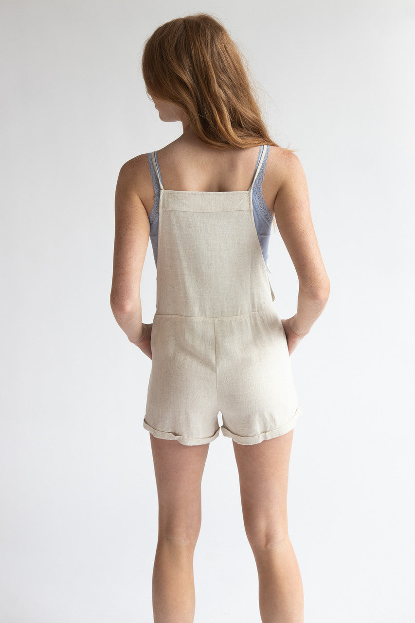 Linen Blend Lightweight Overalls