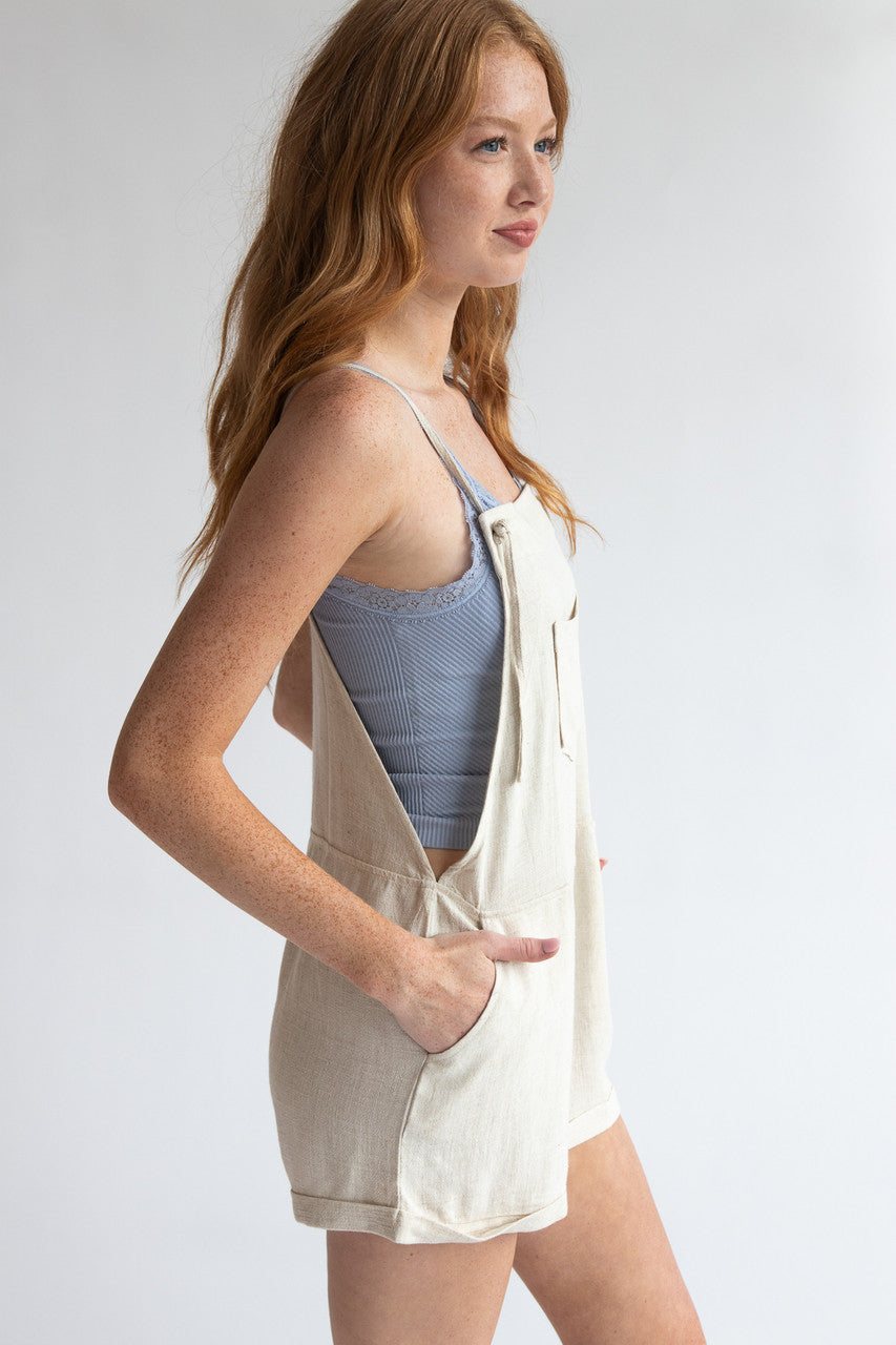 Linen Blend Lightweight Overalls