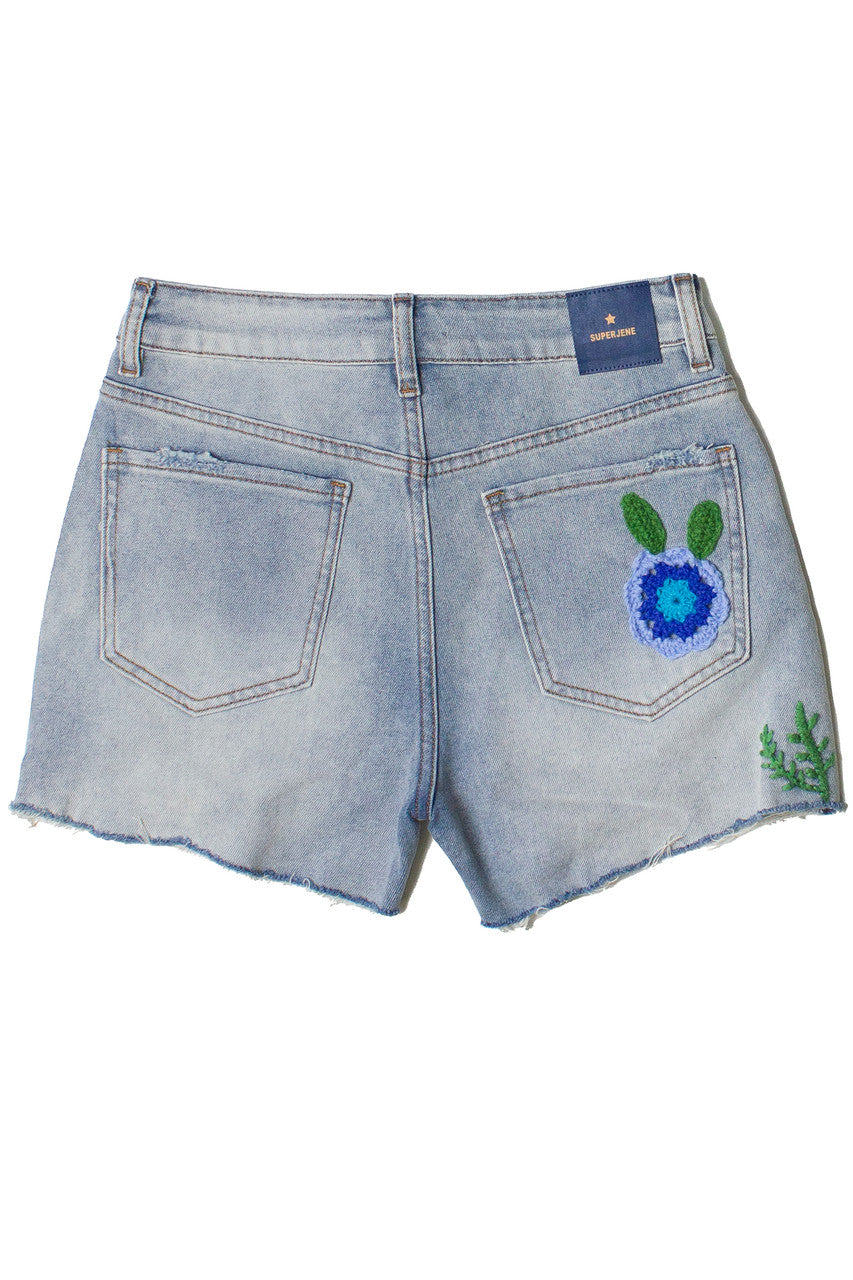 Crochet Flowers Cut Off Shorts