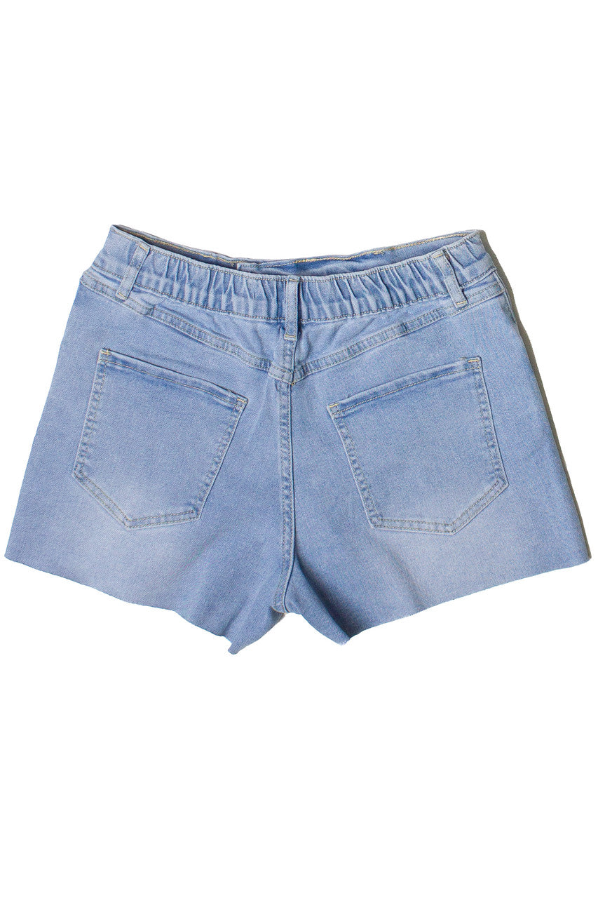 Embroidered Cut Off Denim Shorts