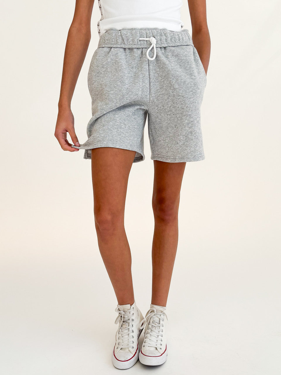 Fold Over Waist Fleece Sweatshorts
