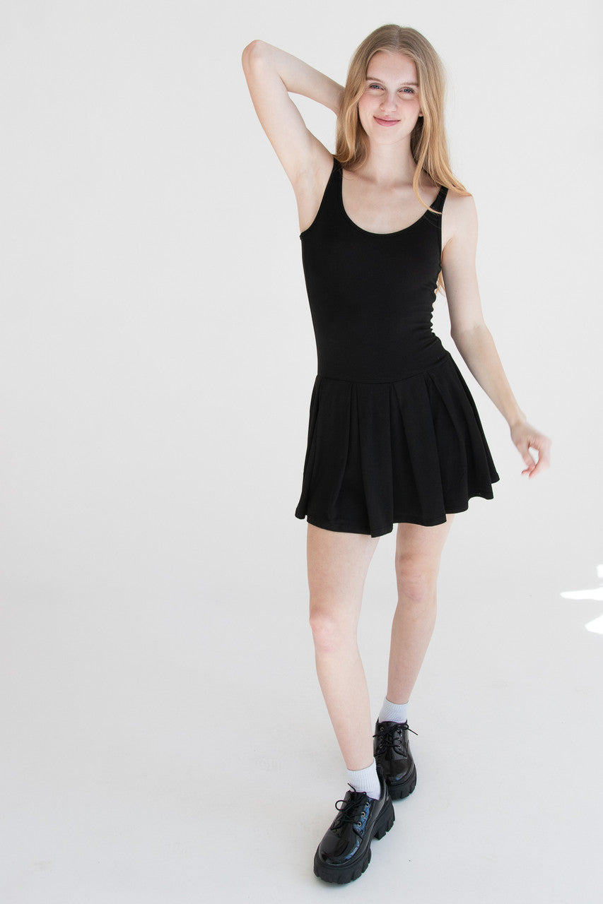 Pleated Skort Mini Dress