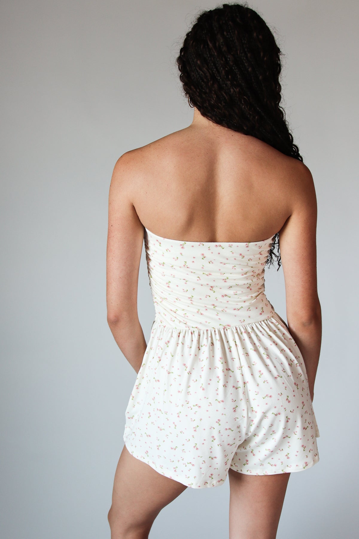 Ditsy Floral Strapless Romper