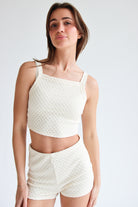 Textured Knit Shorts with Lining