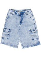 Acid Wash Cargo Jorts - Light