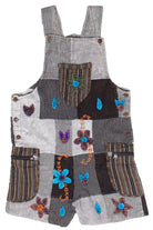Floral Embroidered Patchwork Overall Shorts