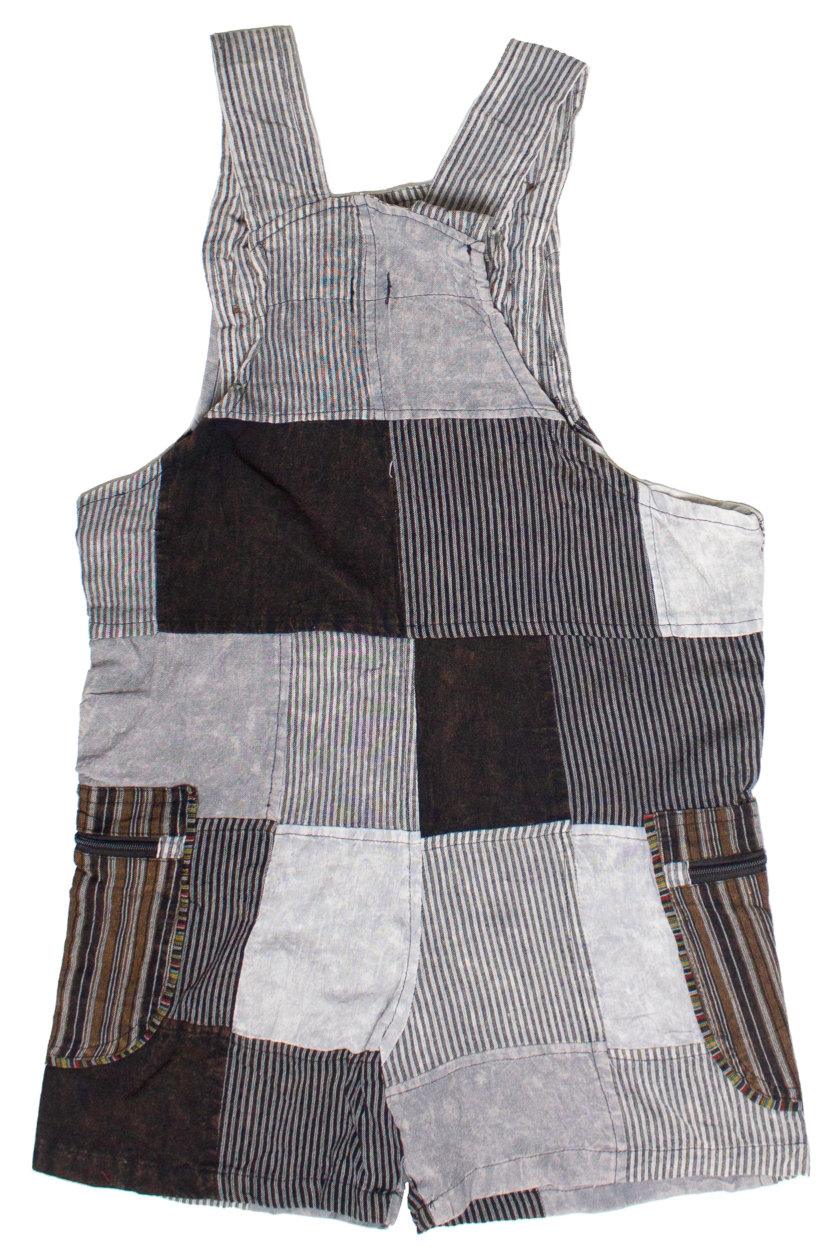 Floral Embroidered Patchwork Overall Shorts