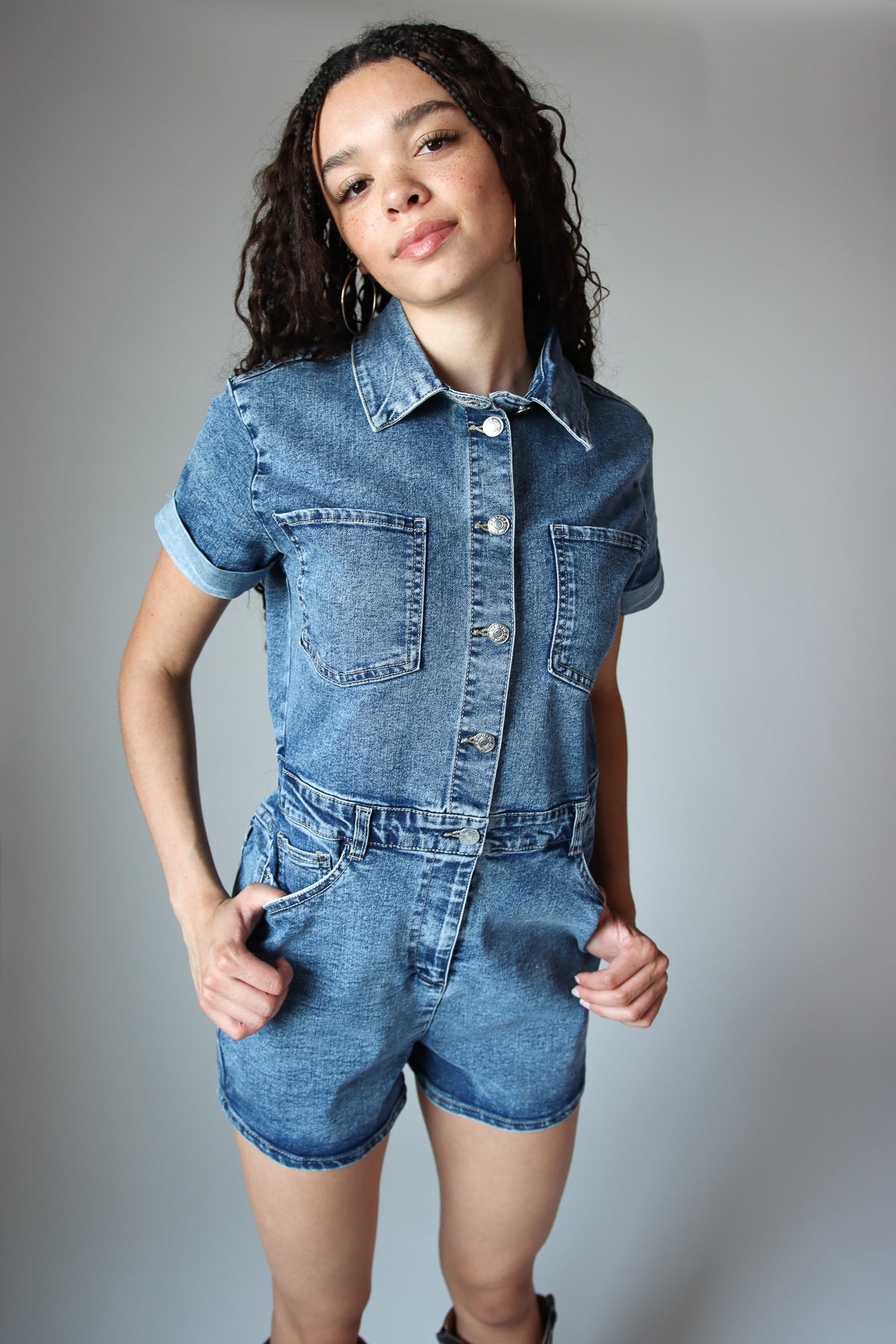 Denim Utility Romper