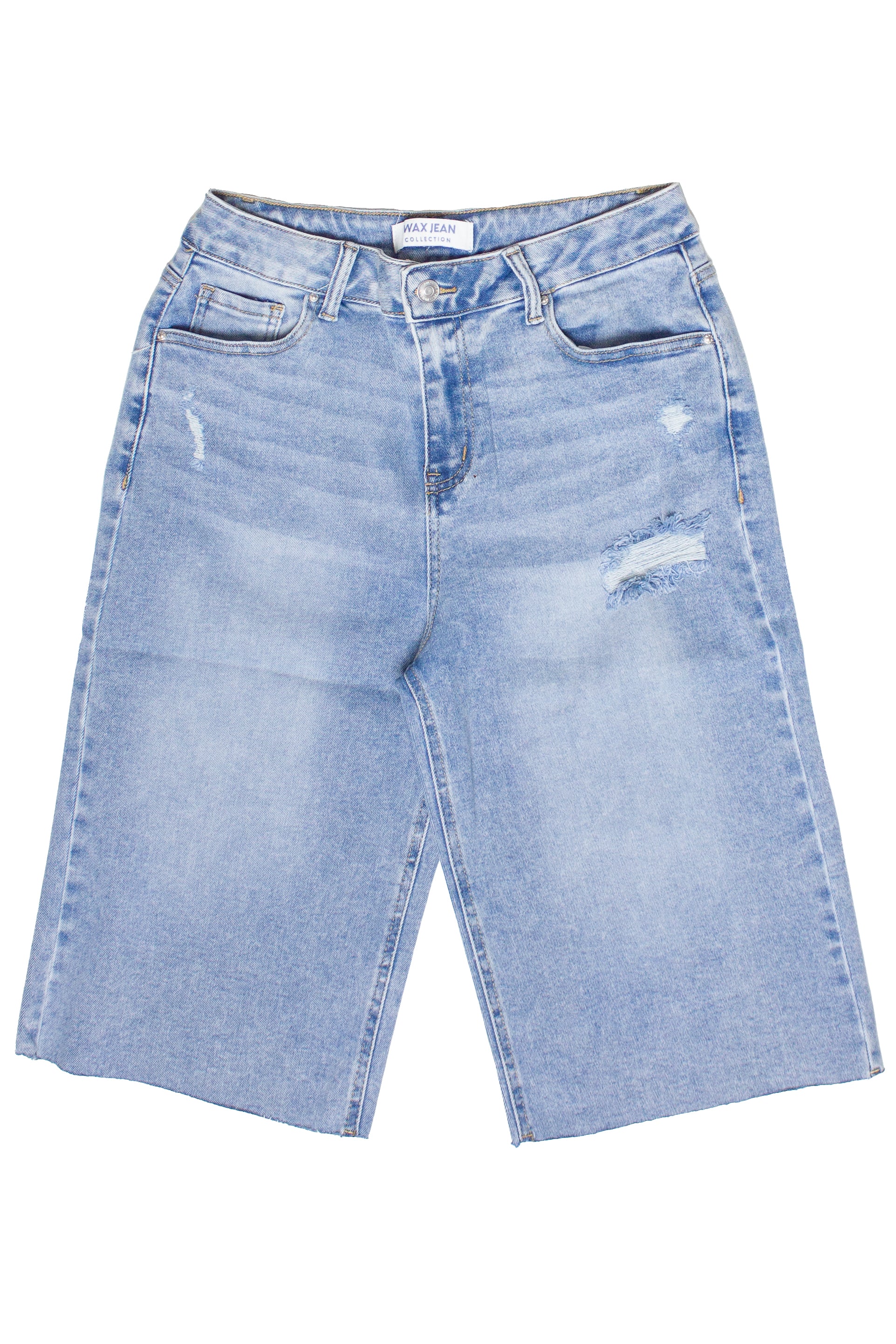 Light Blue Distressed Long Jorts