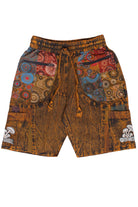 Embroidered Mushroom Block Patchwork Shorts
