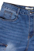 Stretch Denim Cargo Jorts - Blue