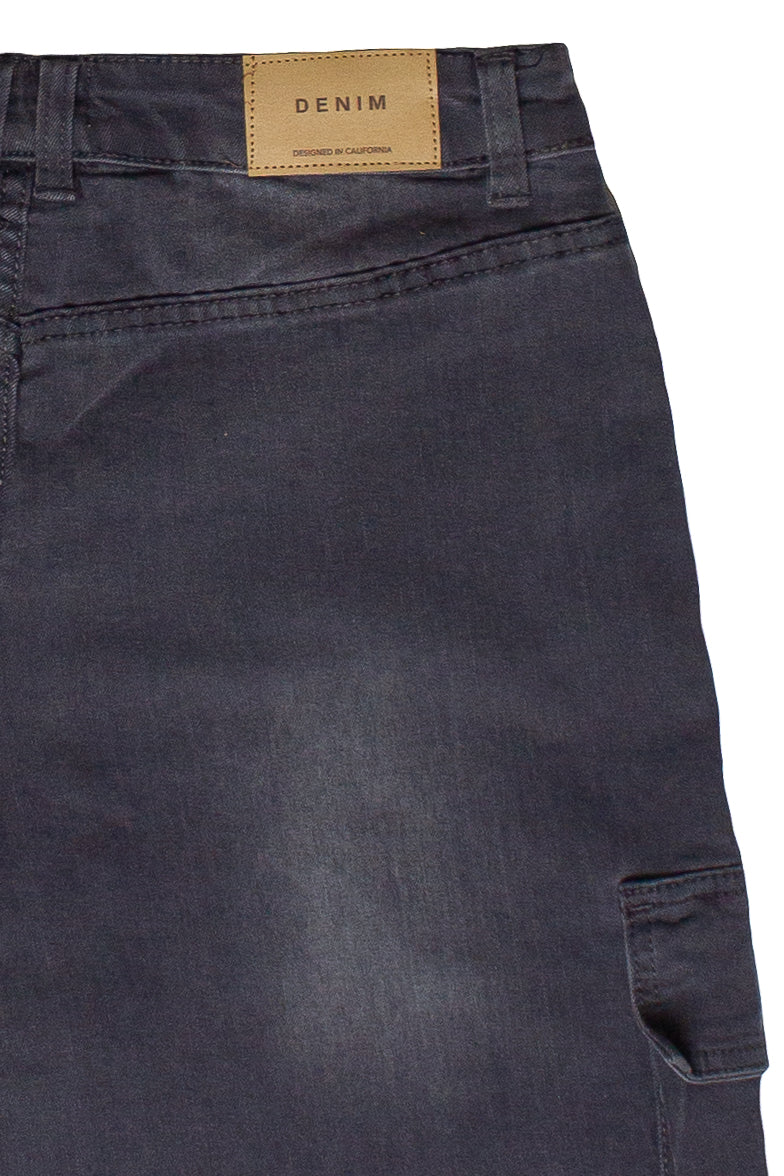 Stretch Denim Cargo Jorts - Dark Gray