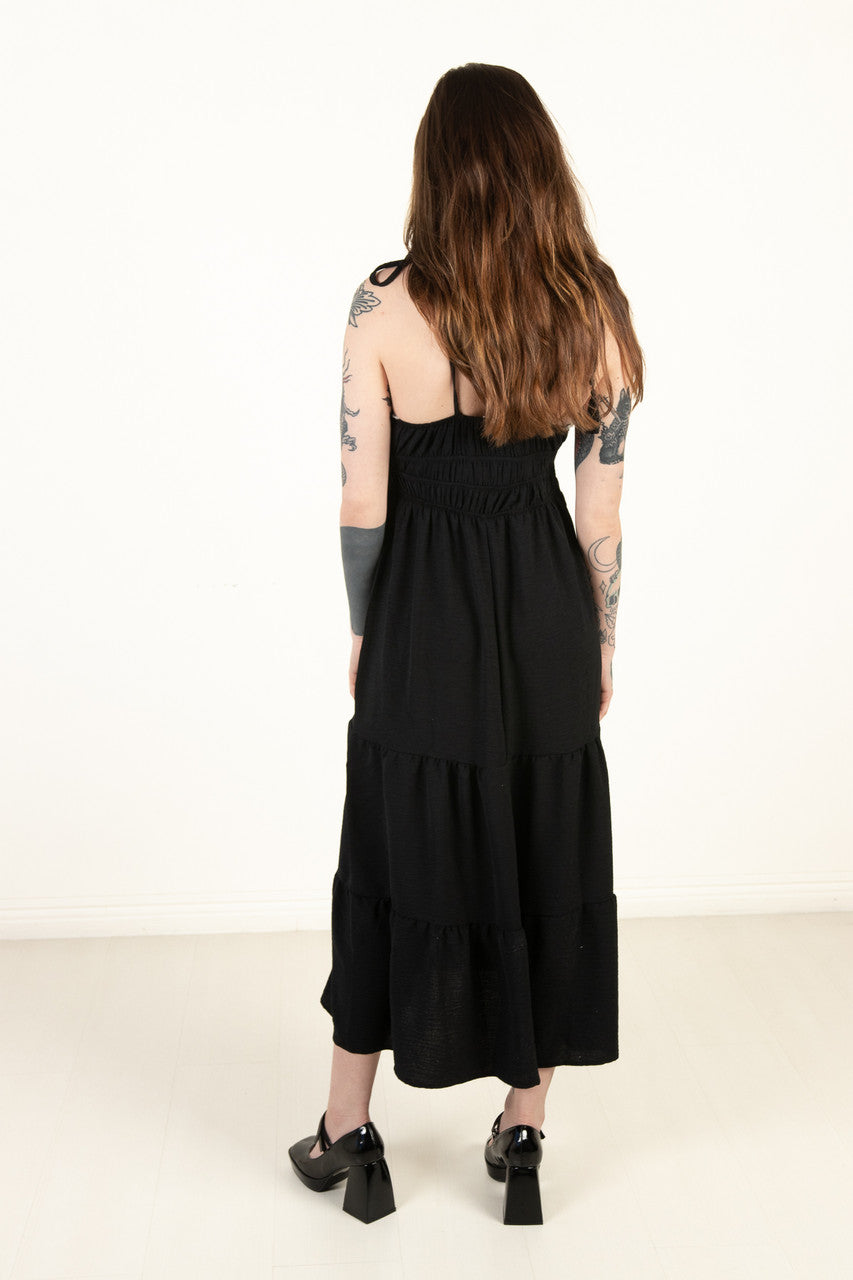 Ragstock Black Elastic Empire Waist Maxi Dress, Women's, Size: XL Ragstock Black Elastic Empire Waist Maxi Dress, Women's, Size: XL