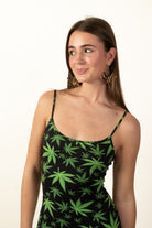 Weed Print Mini Dress