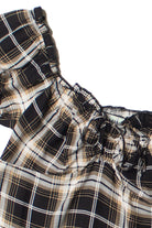 Onyx Plaid Puff Sleeve Babydoll Dress