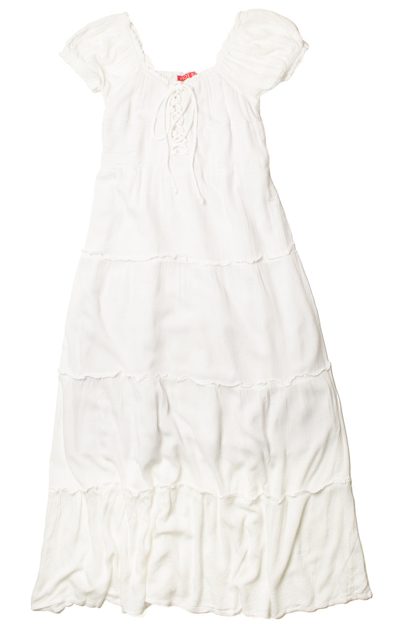 White Lace Up Milkmaid Maxi Dress M White Lace Up Milkmaid Maxi Dress M