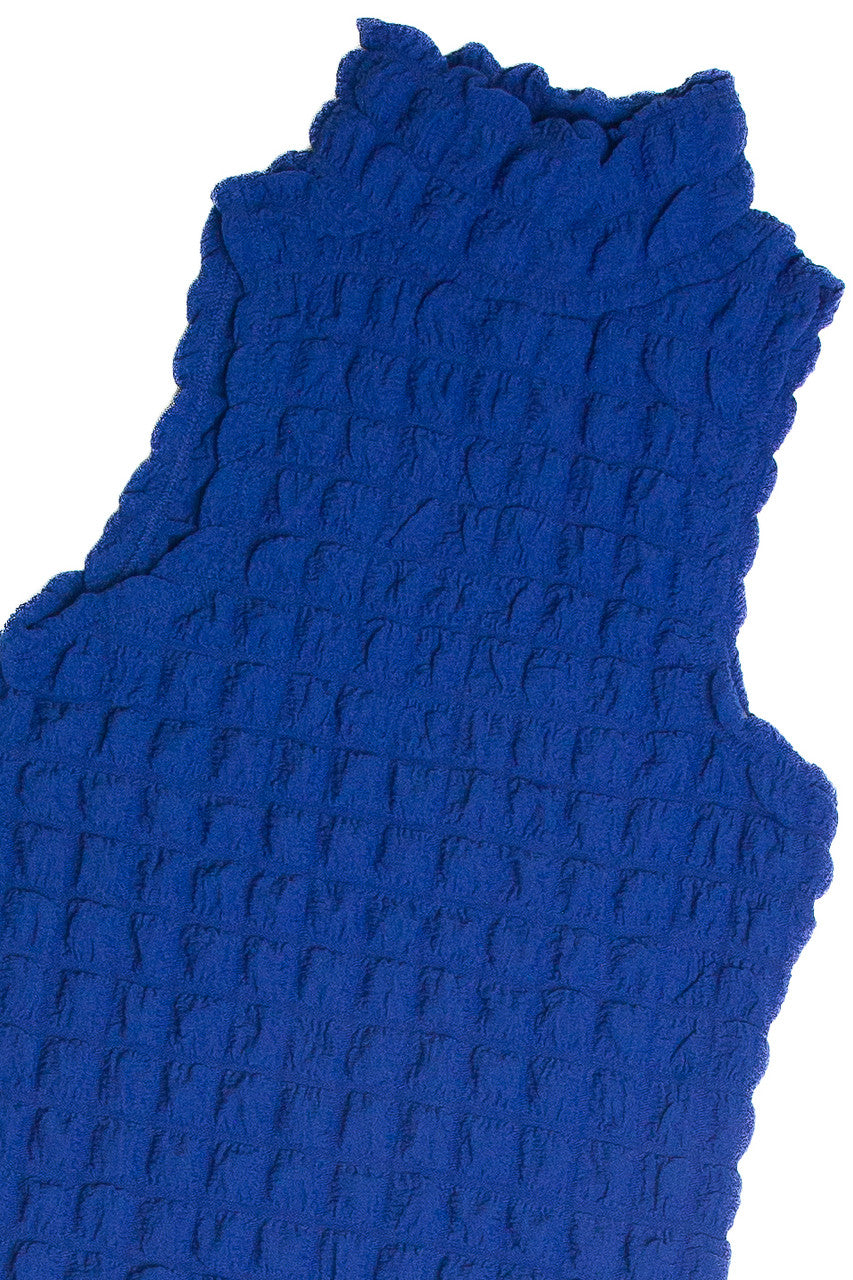 Blue Bubble Sleeveless Mock Dress