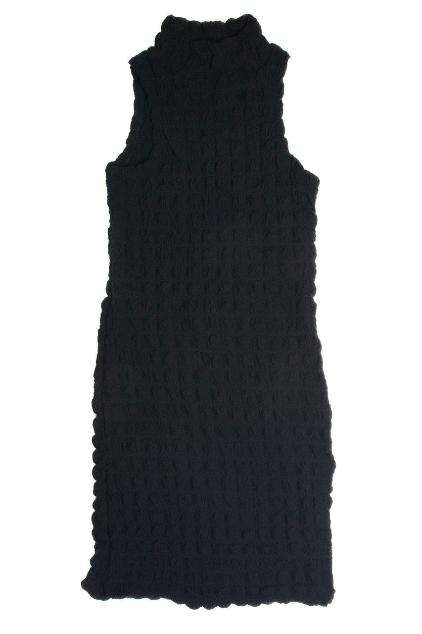 Black Bubble Sleeveless Mock Dress
