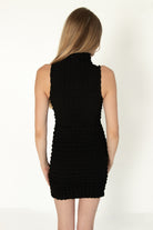 Black Bubble Sleeveless Mock Dress