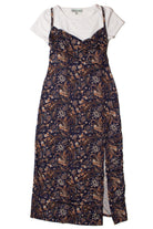 2 Piece Navy Paisley Maxi Dress With Tee