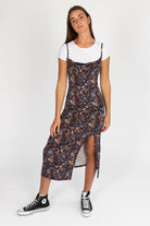 2 Piece Navy Paisley Maxi Dress With Tee