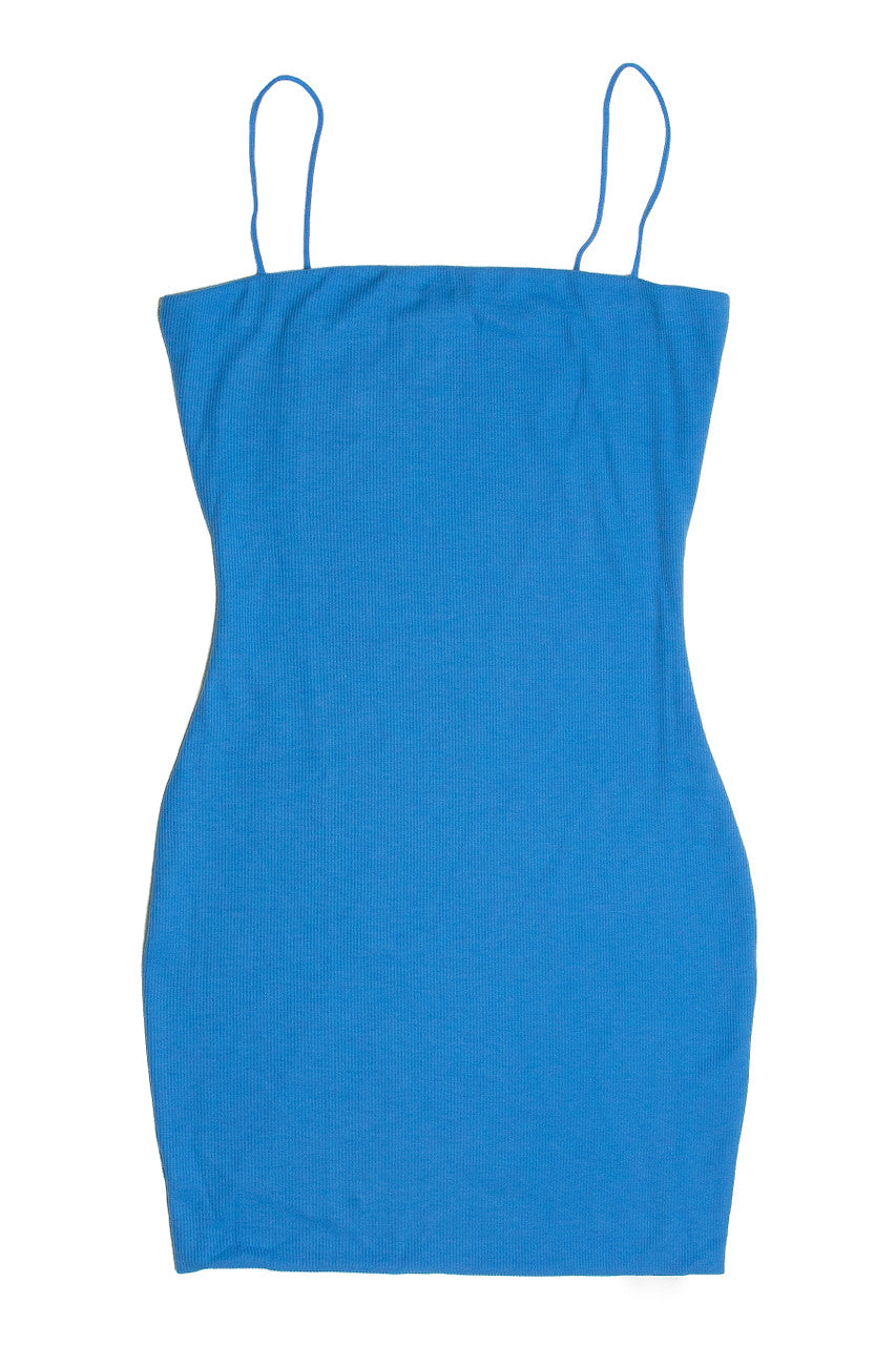 Blue Ribbed Cami Dress
