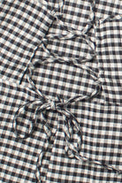 Black Gingham Lace Up Back Mini Dress