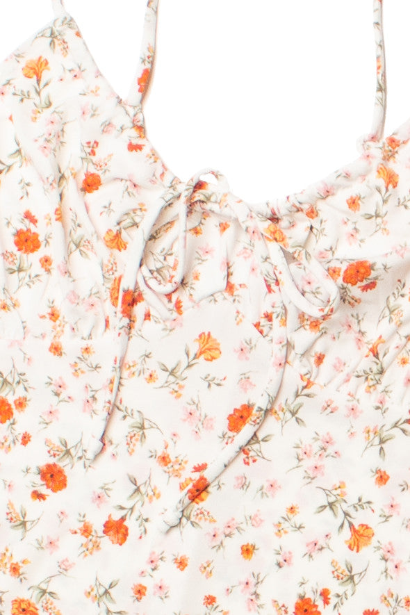 White Floral Milkmaid Cami Mini Dress