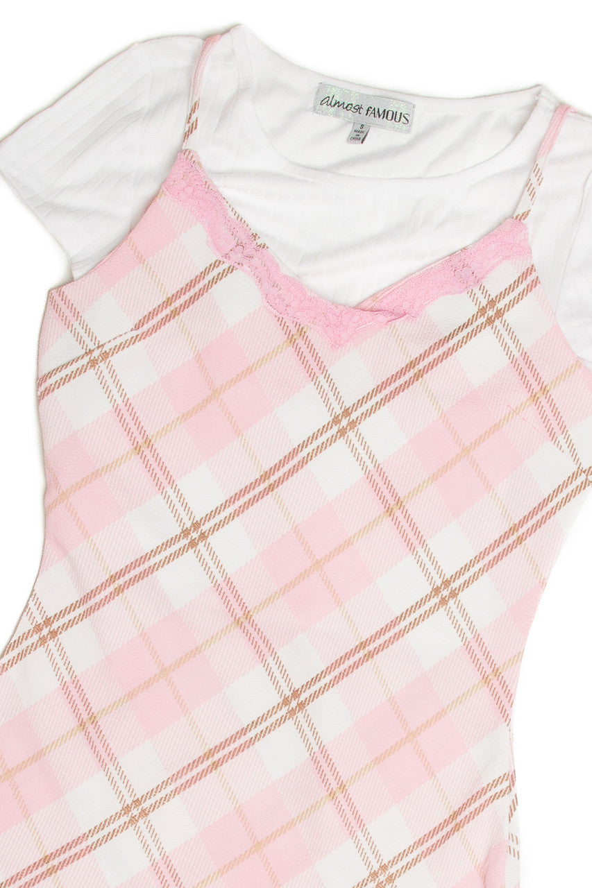Two Piece Tee & Plaid Cami Dress