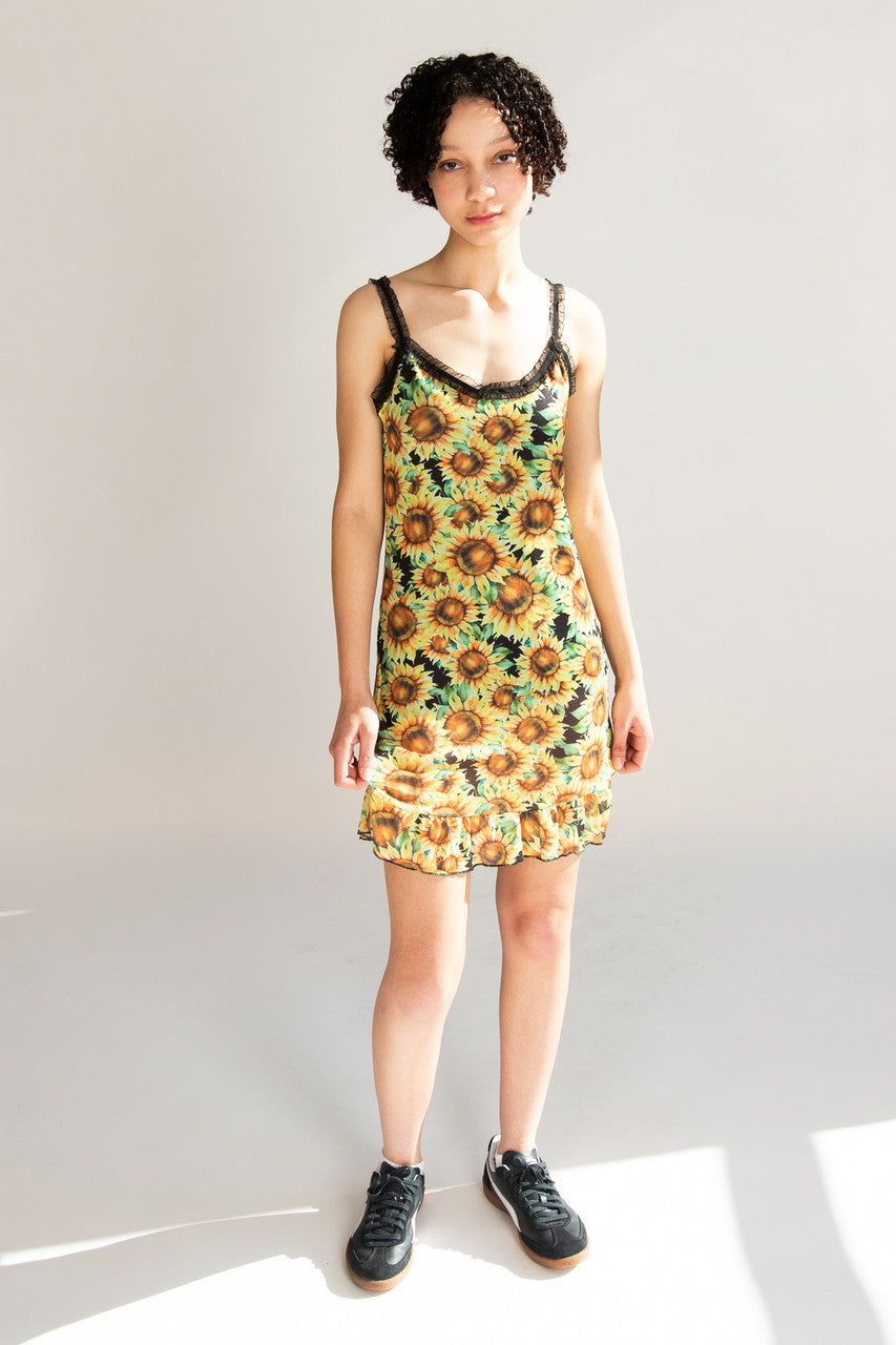 Mesh Ruffle Sunflower Dress