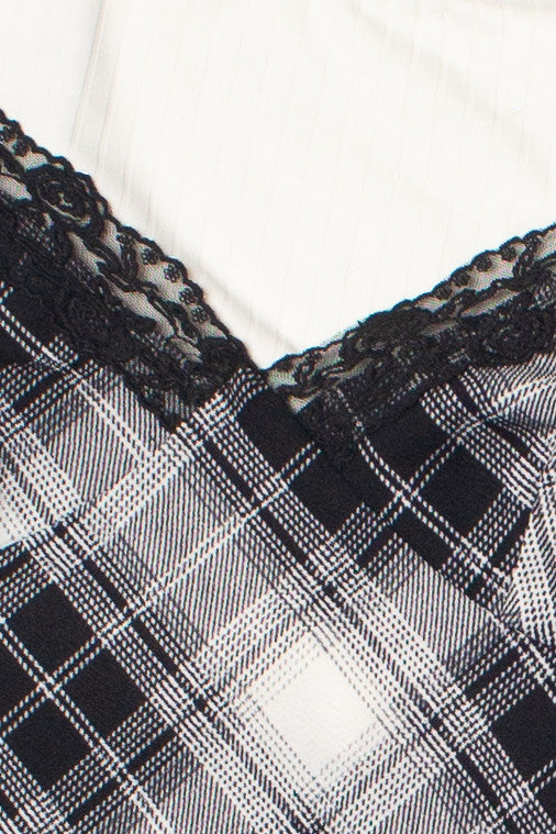 Plaid Cami Mini Dress With Tee